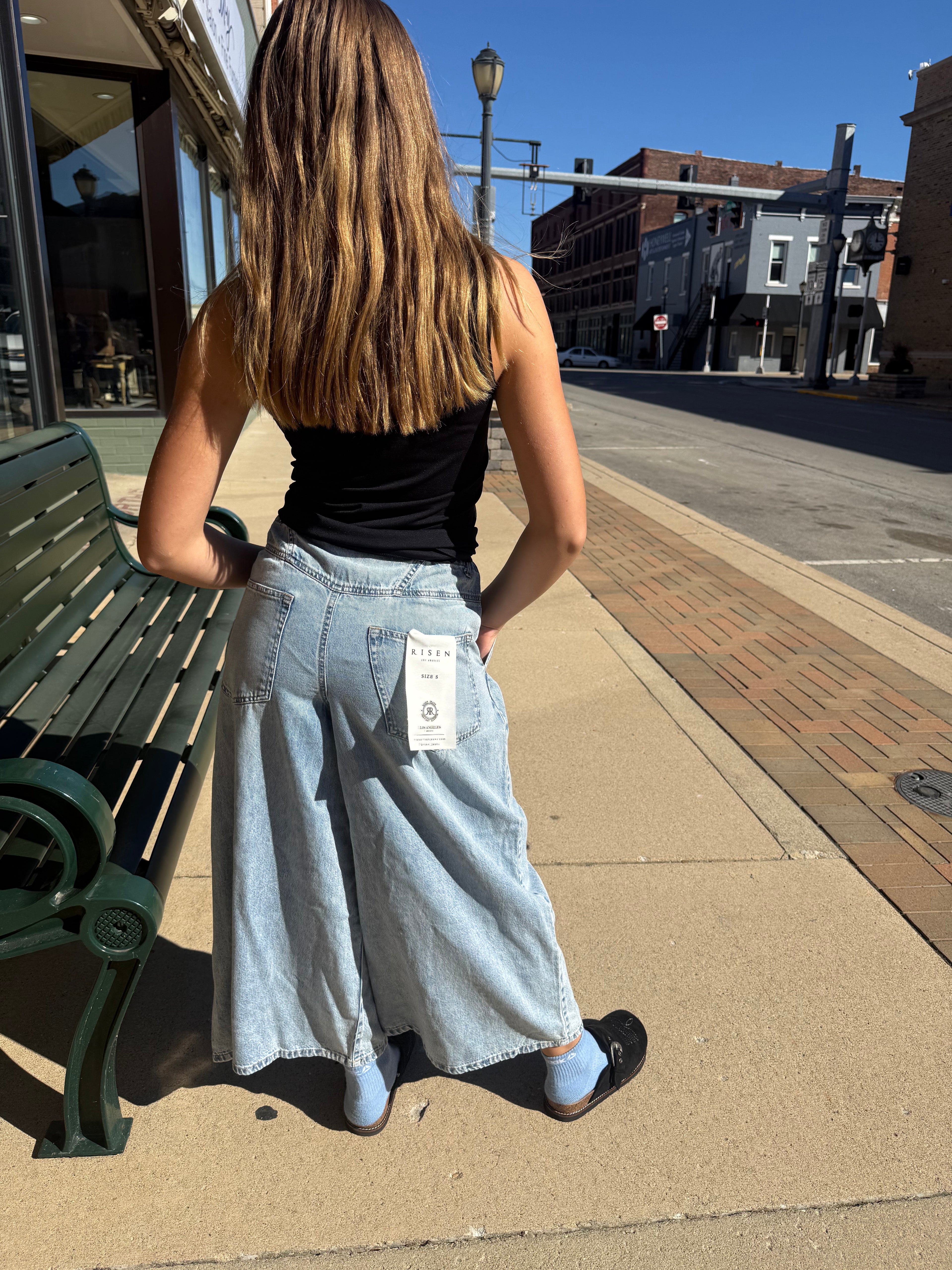 SLOUCHY CROPPED WIDE LEG RISEN JEANS