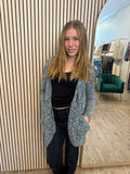 SHIRRED CARDIGAN TWO-TONE