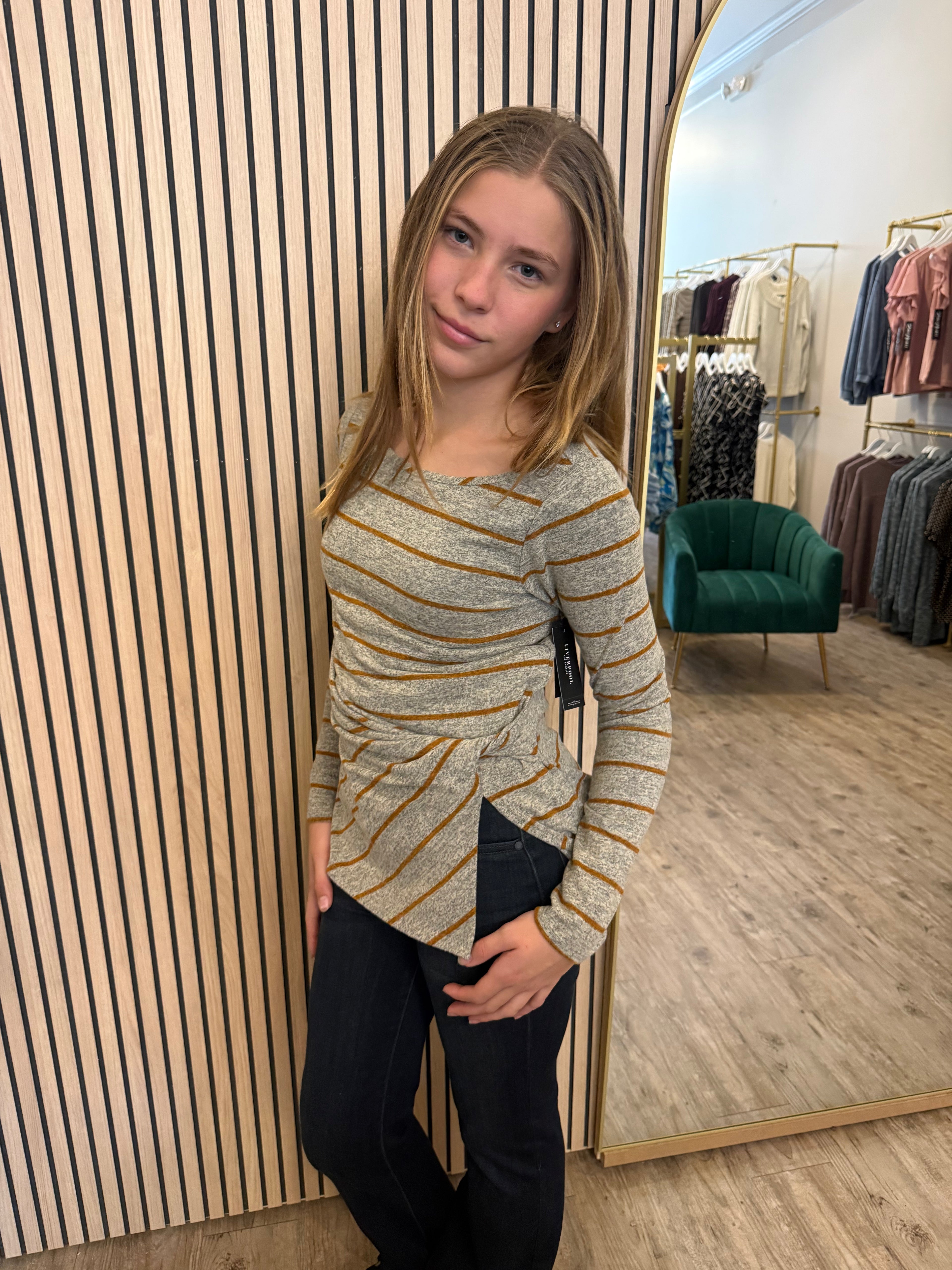 Boat Neck Knit Top With Twist Detail- Liverpool