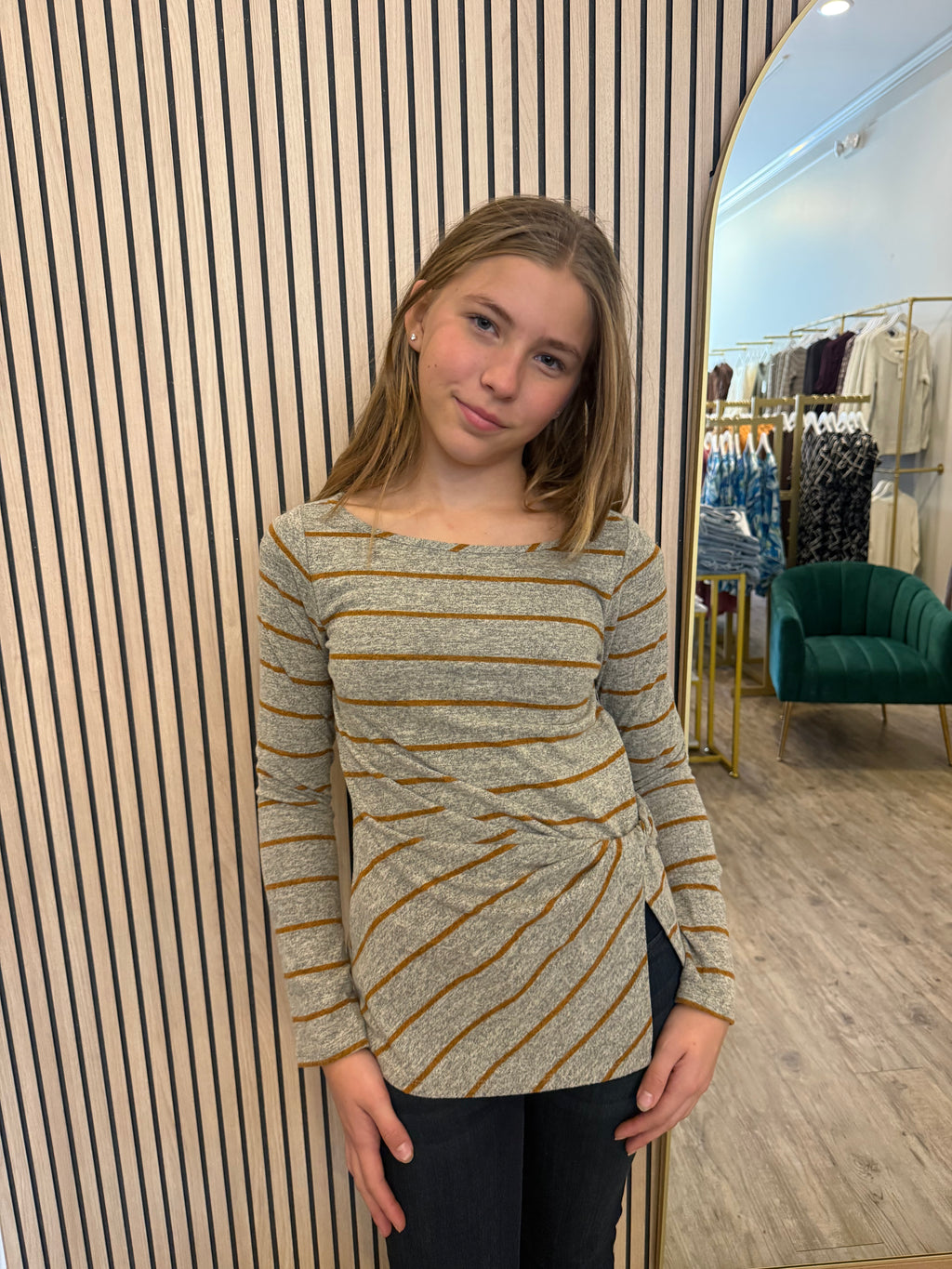 Boat Neck Knit Top With Twist Detail- Liverpool