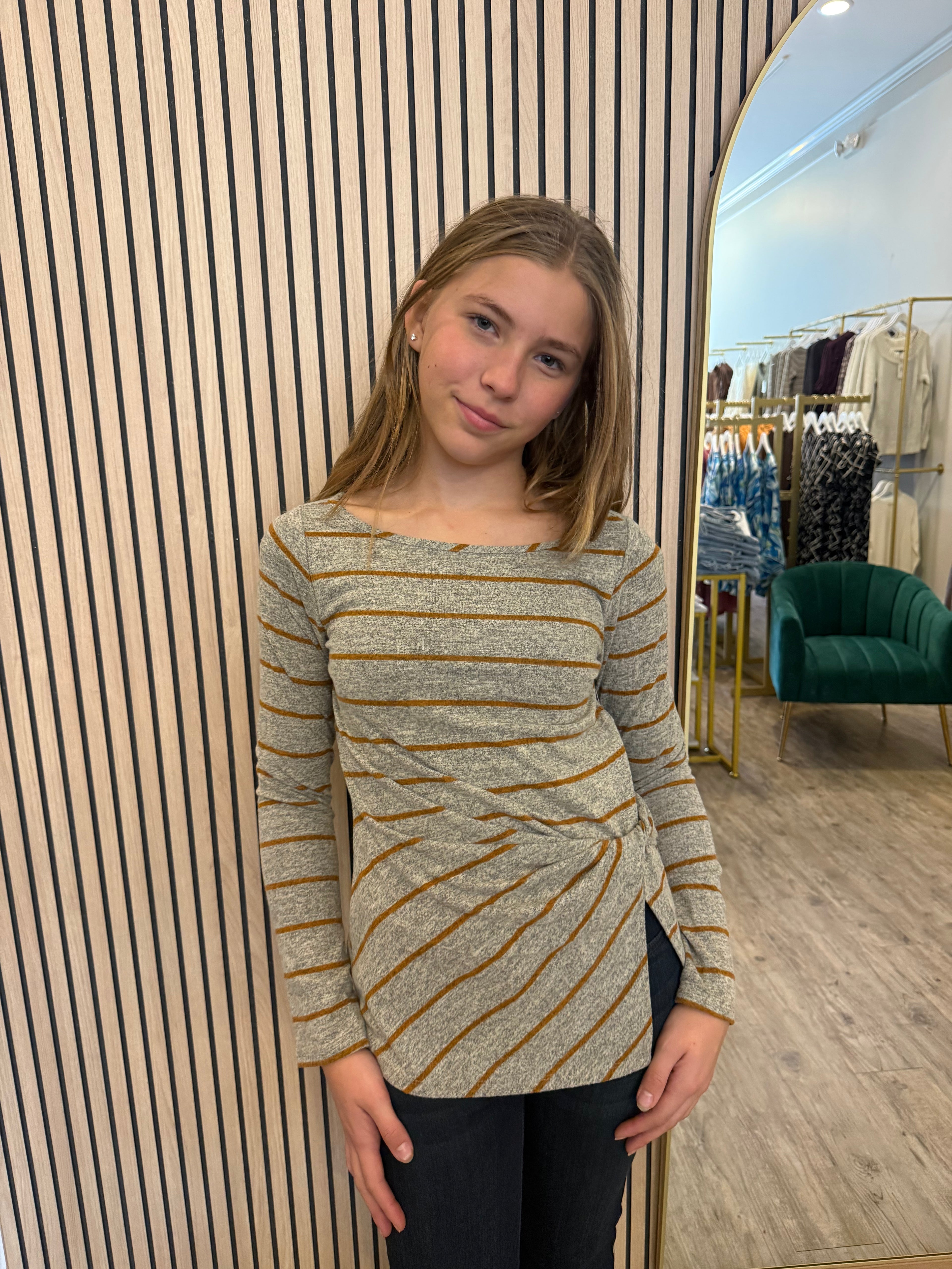 Boat Neck Knit Top With Twist Detail- Liverpool