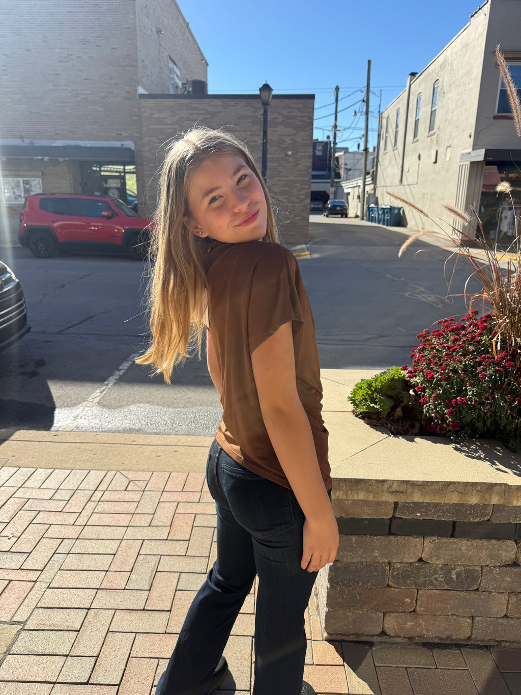 Side Tie Mock Neck Top