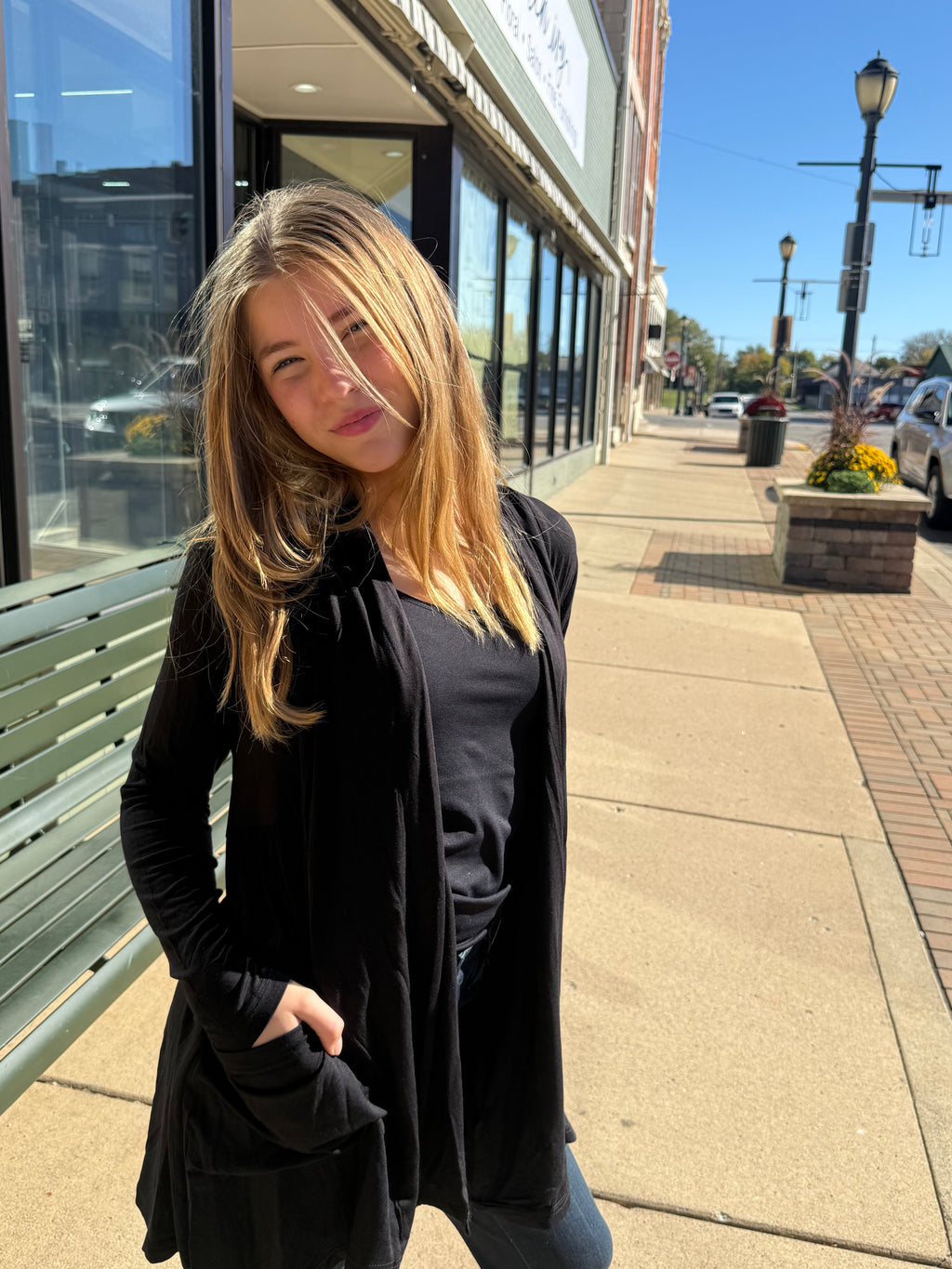 Open Front Pocket Cardigan