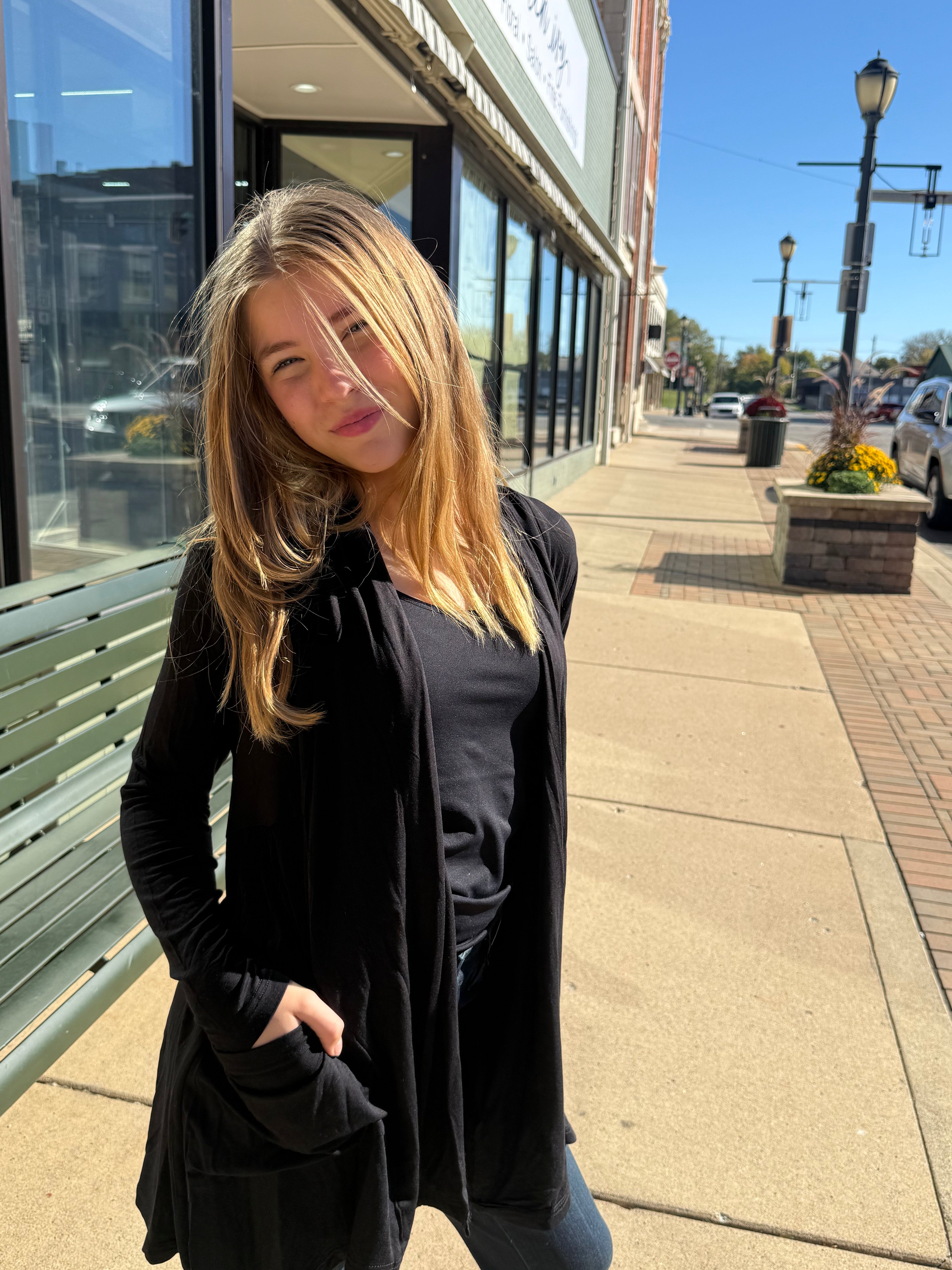 Open Front Pocket Cardigan