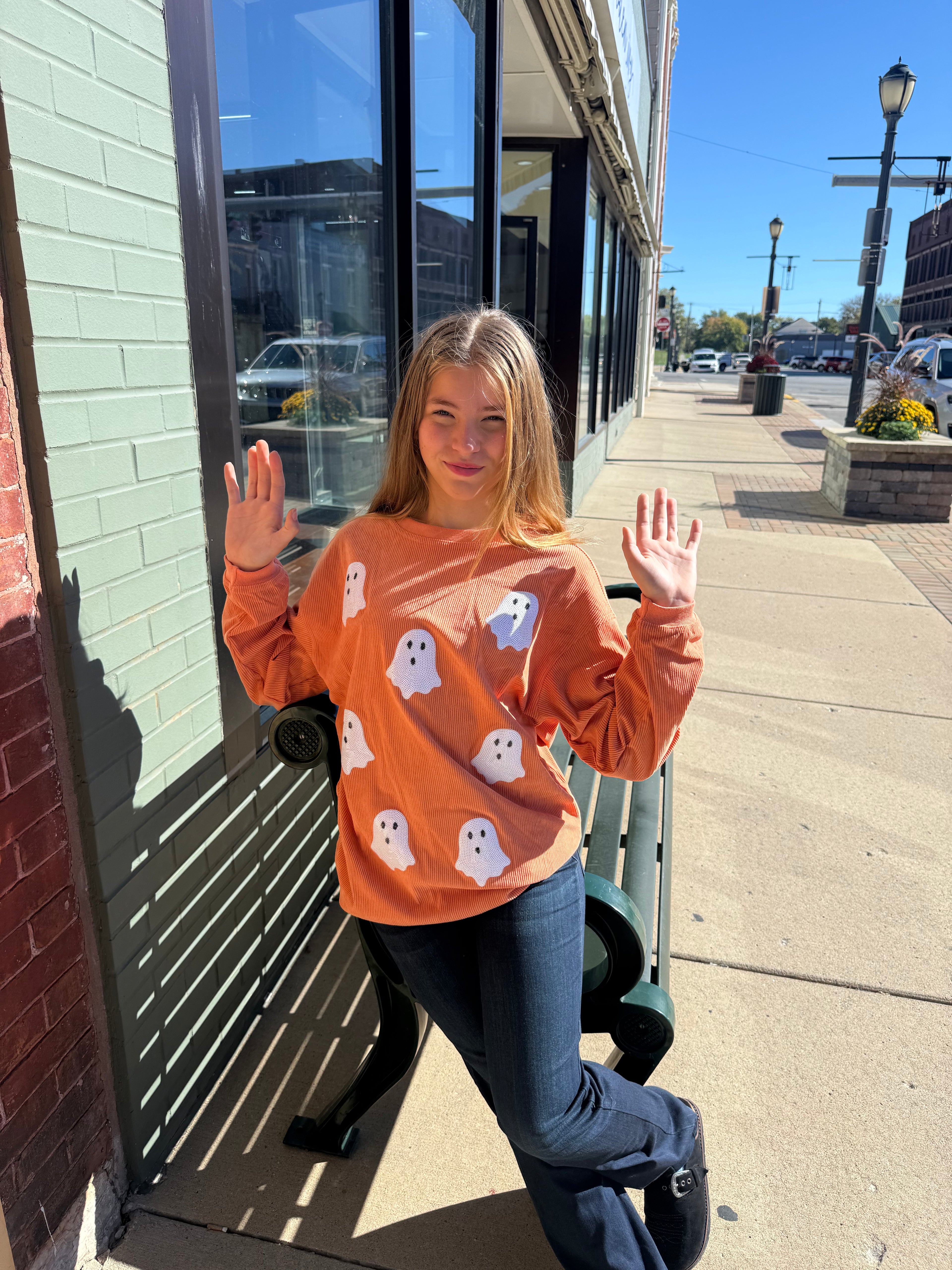 Halloween Ghost Sequin Sweatshirt