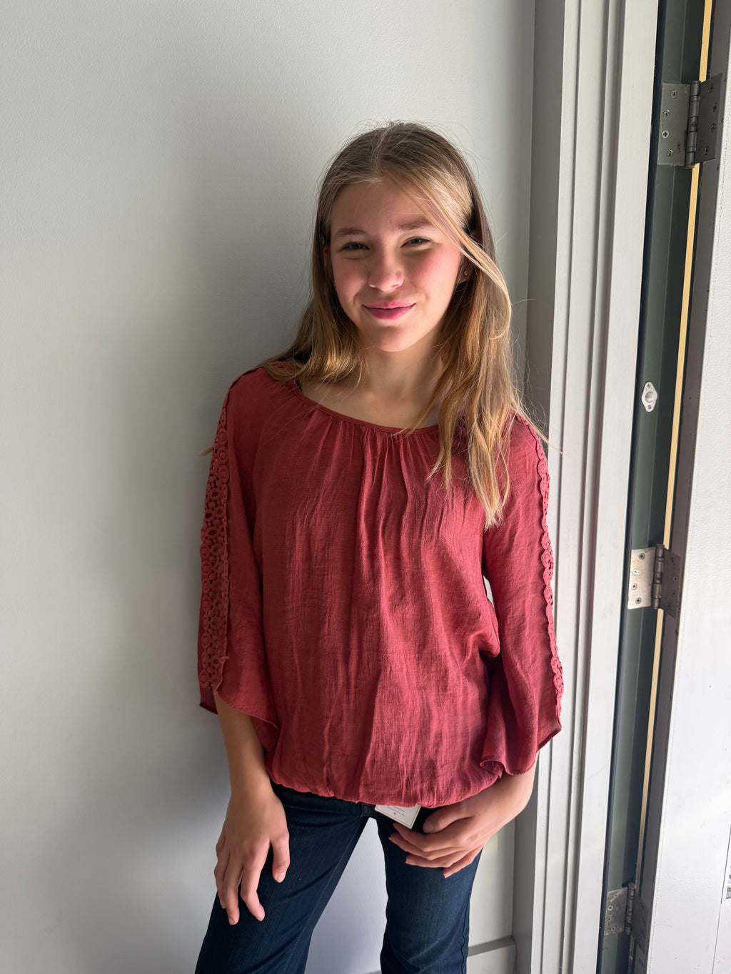 Crochet Sleeve Peasant Top