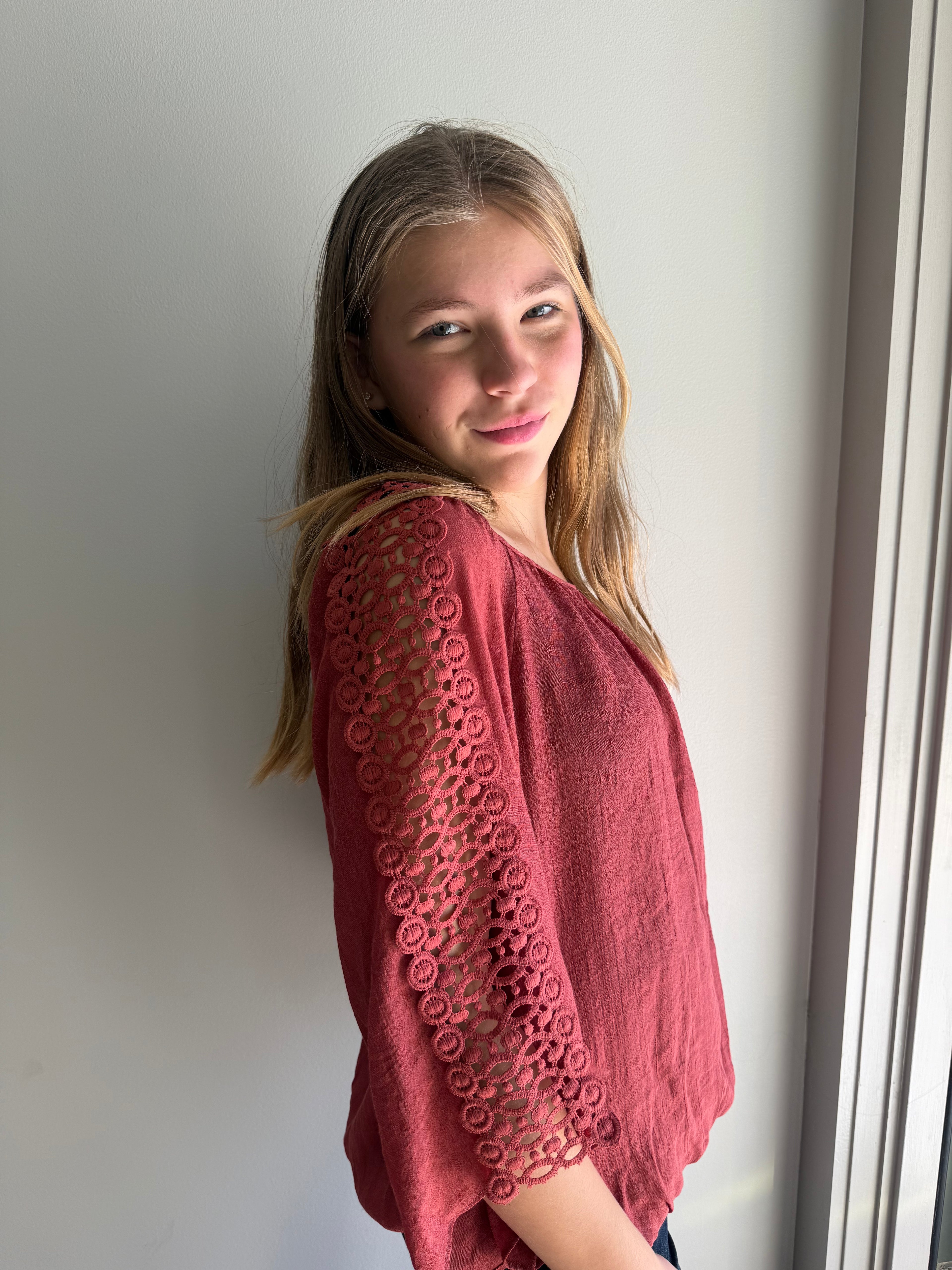 Crochet Sleeve Peasant Top