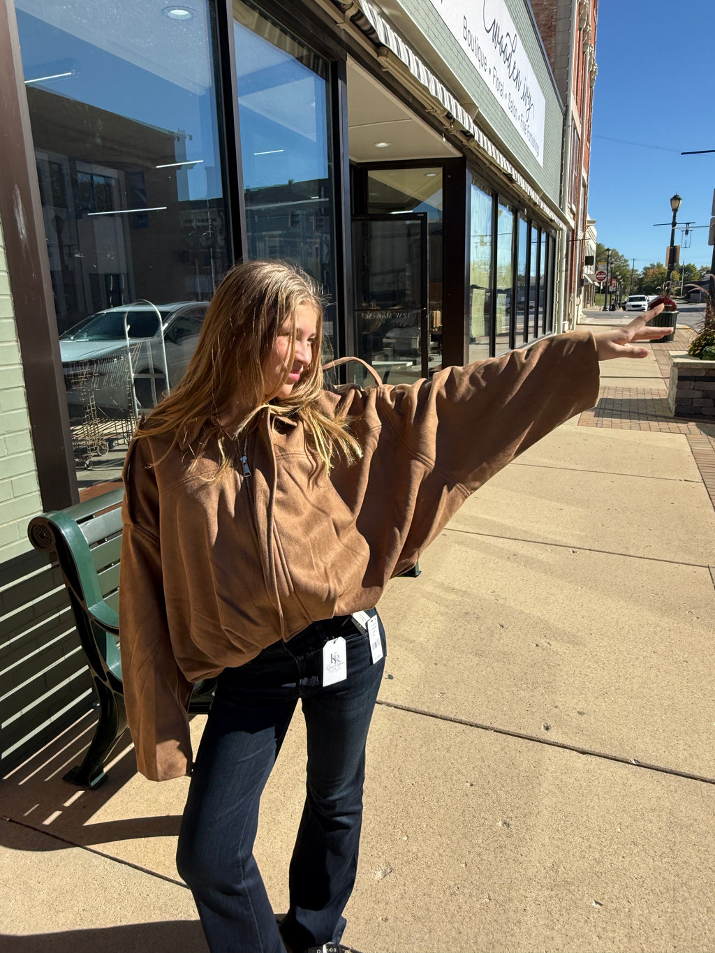 Faux Suede Bomber Jacket