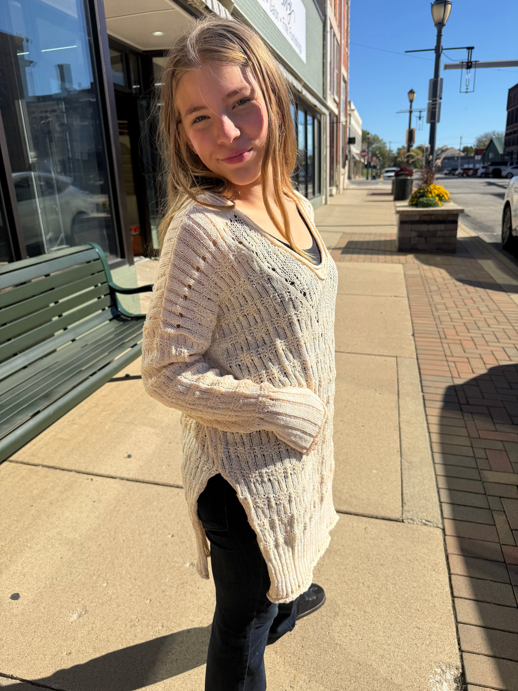 Pointelle Knit Sweater