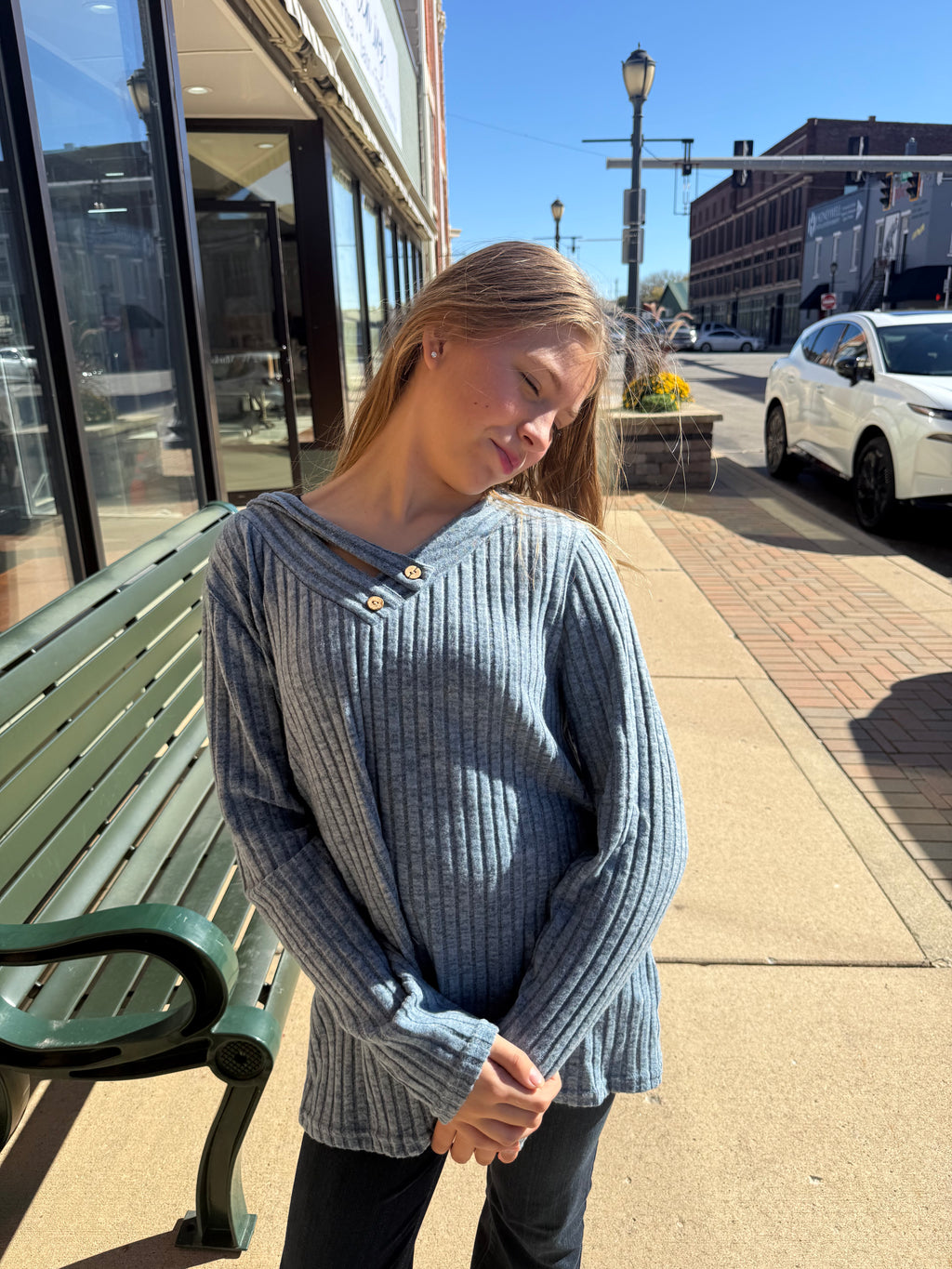 V-Neck Button Sweater