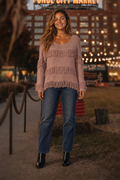 Mauve Fringe Detail Knit Sweater