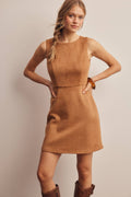 Stretch Suede Sleeveless Mini Dress
