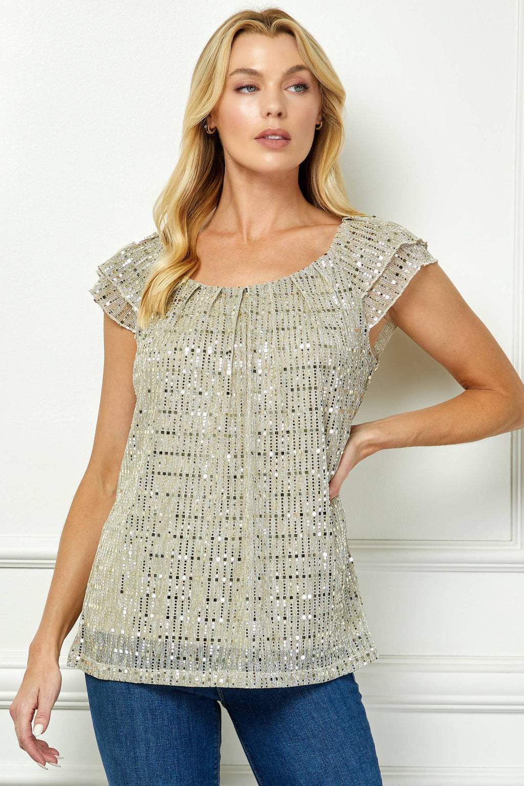 MOONLIGHT GLEAM FLUTTER BLOUSE