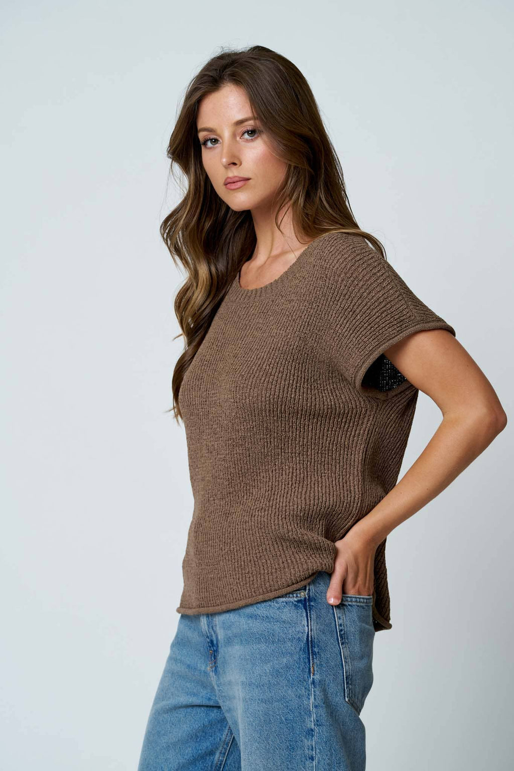 RAW SLEEVE RELAXED SWEATER