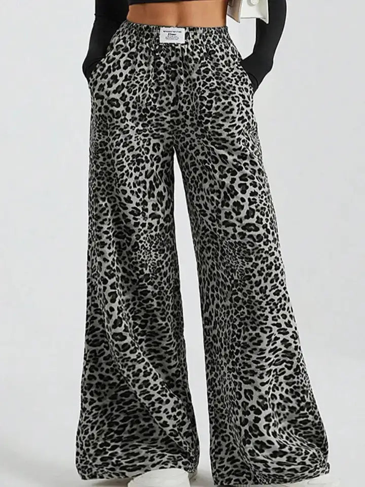 Leopard Print Wide Leg Pants