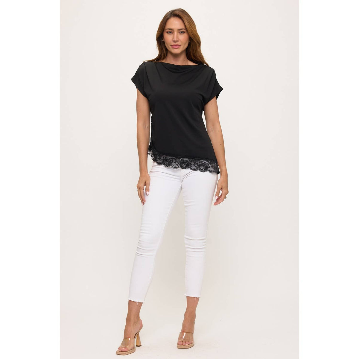 Asymmetrical Black Lace Top