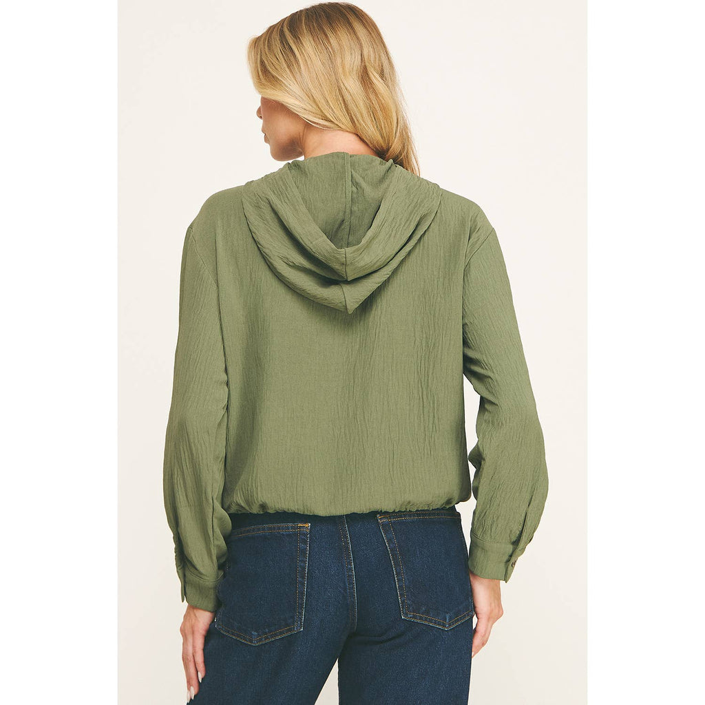 DRAWSTRING HEM BUTTON-DOWN