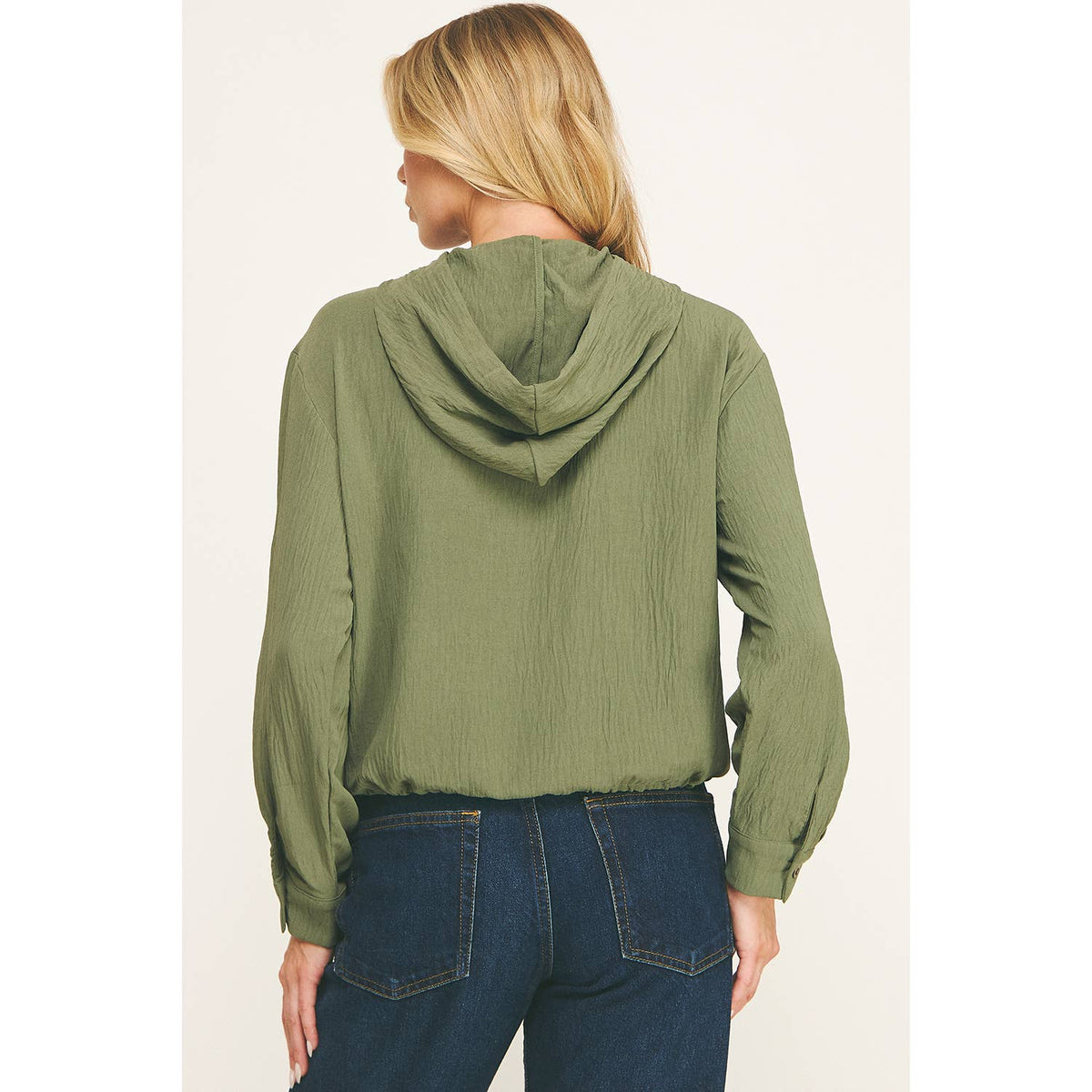 DRAWSTRING HEM BUTTON-DOWN