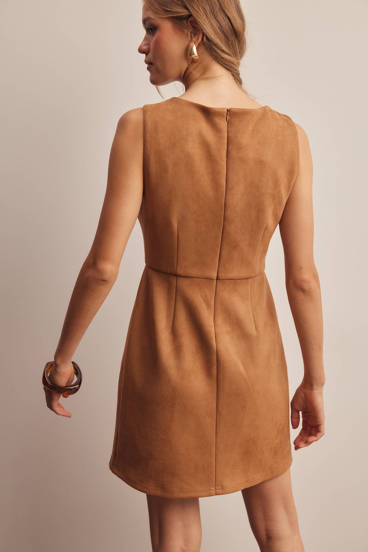 Stretch Suede Sleeveless Mini Dress