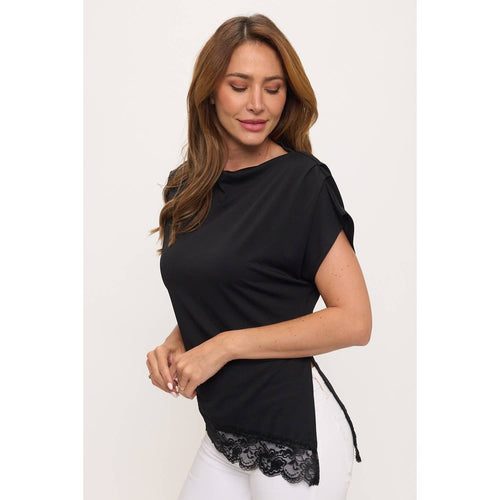 Asymmetrical Black Lace Top