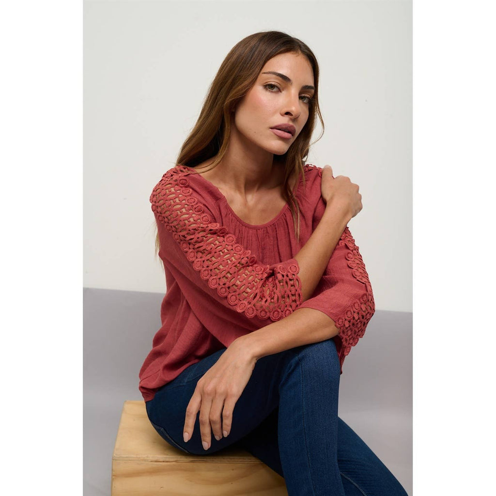 Crochet Sleeve Peasant Top