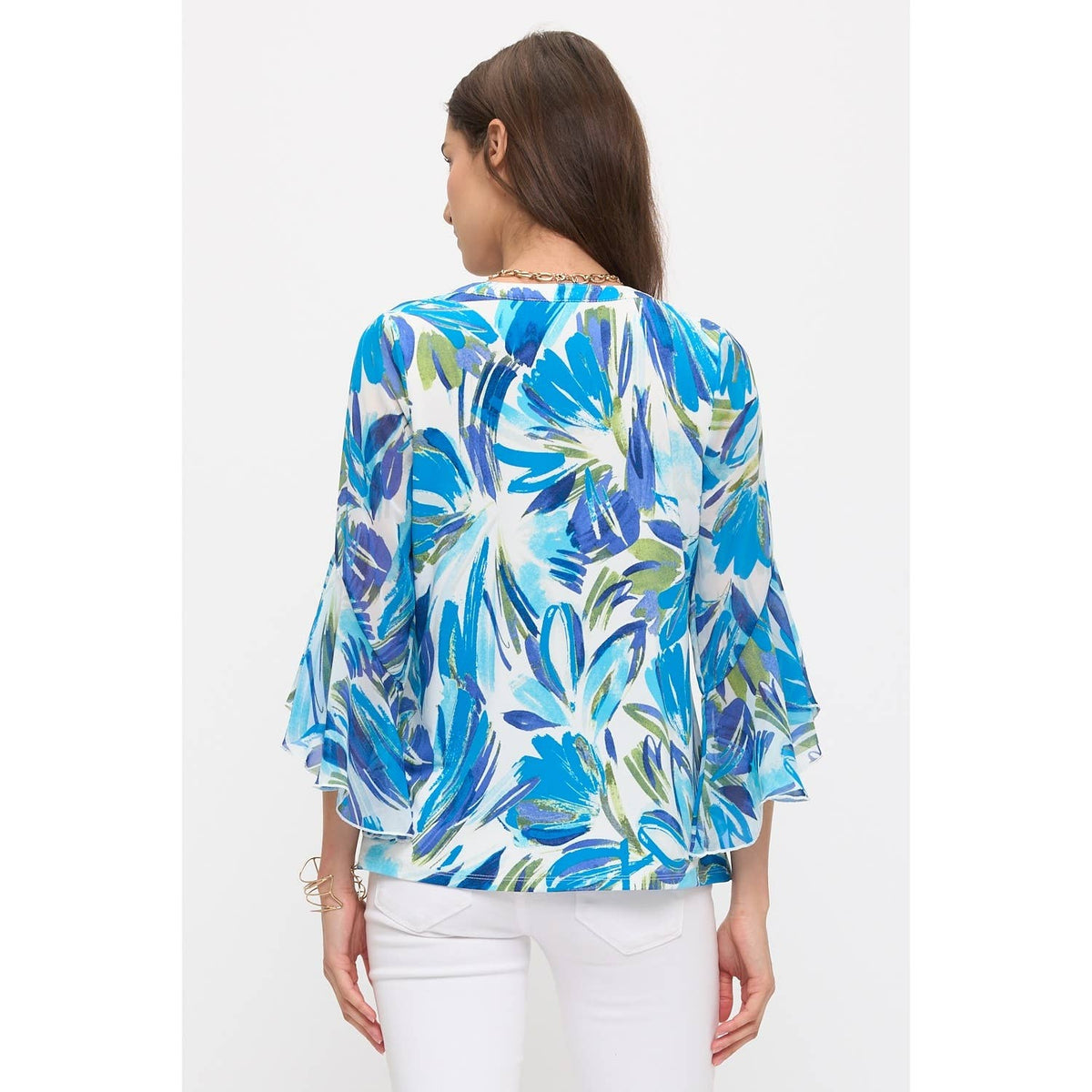 FLORAL MIX MEDIA PINTUCK BLOUSE