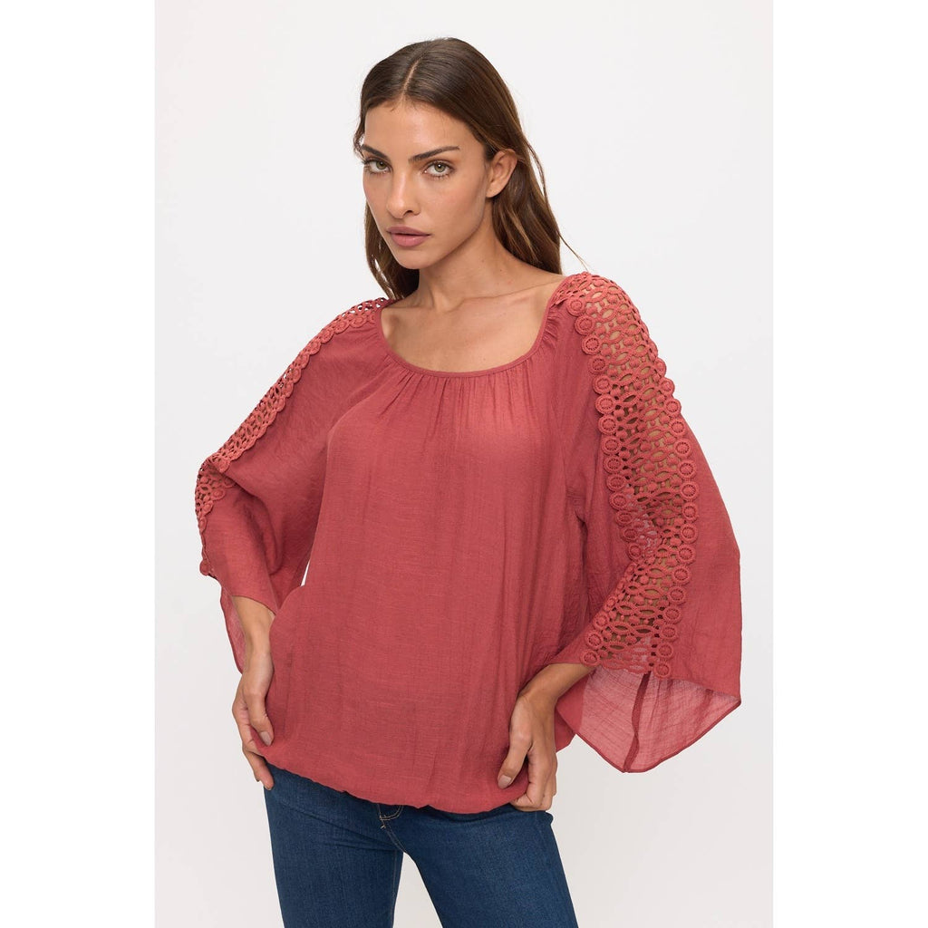 Crochet Sleeve Peasant Top