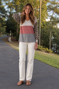 Colorblock Waffle Knit Leopard