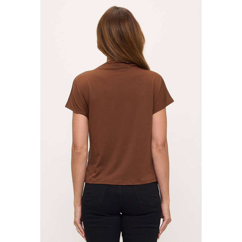 Side Tie Mock Neck Top