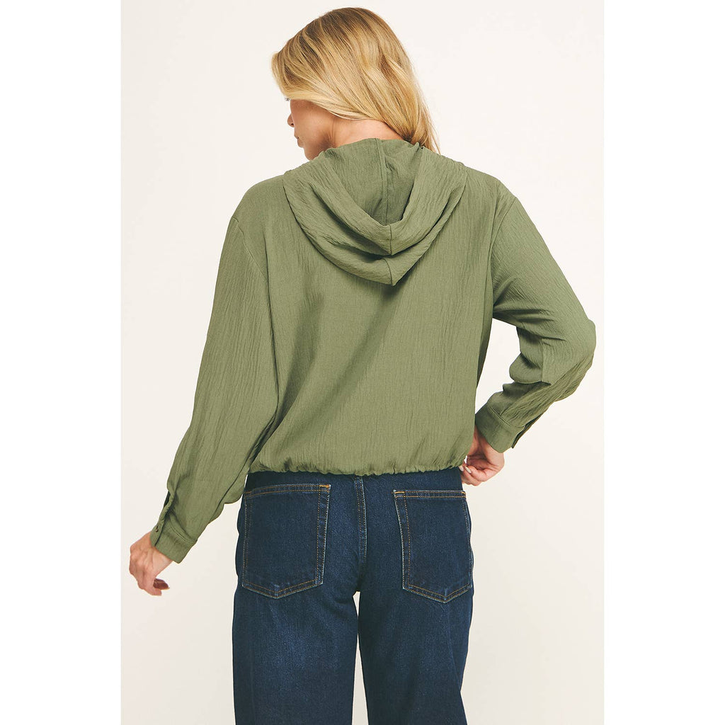 DRAWSTRING HEM BUTTON-DOWN